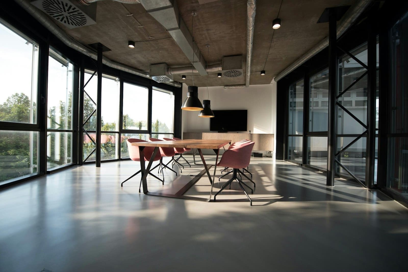 Open commercial space with full-height glazing onto the street